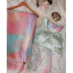 Gorgeous Organza Party Wear Saree Outfit